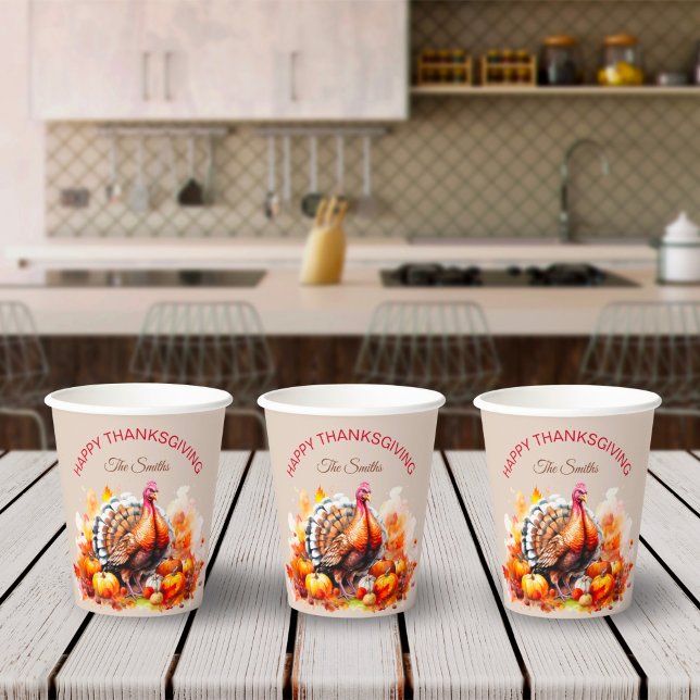 Vasos De Papel Día de Acción de Gracias Turquía y calabazas (Subido por el creador)