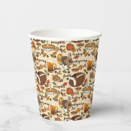 Vasos De Papel Día de Acción de Gracias, Turquía, zapatilla de ca