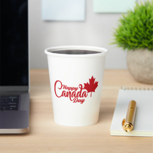 Vasos De Papel Día de Canadá con hoja de arce