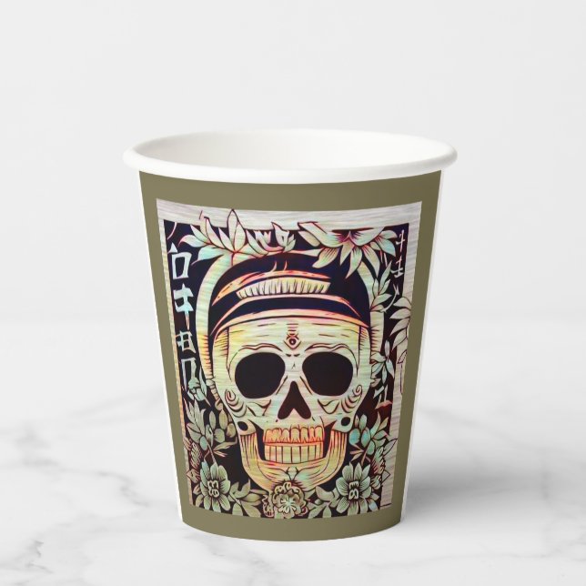 Vasos De Papel Día de la Calavera Azúcar Muerta 3 (Anverso)