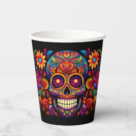 Vasos De Papel Día de la Calavera del Azúcar en la Colorida Copa 