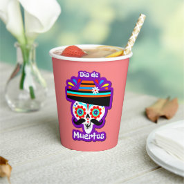Vasos De Papel Día de la Dama Rosa Muerta - para niños de familia