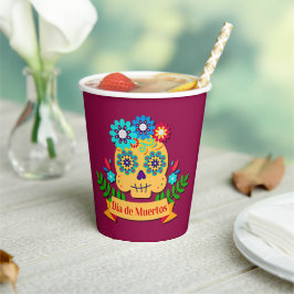 Vasos De Papel Día de la Dama Rosa Muerta - para niños de familia
