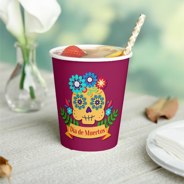 Vasos De Papel Día de la Dama Rosa Muerta - para niños de familia (in situ)