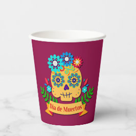 Vasos De Papel Día de la Dama Rosa Muerta - para niños de familia