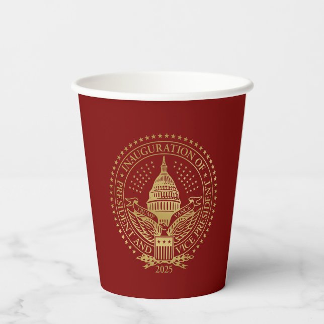 Vasos De Papel Día de la Inauguración del Logo Inaugural de Trump (Reverso )