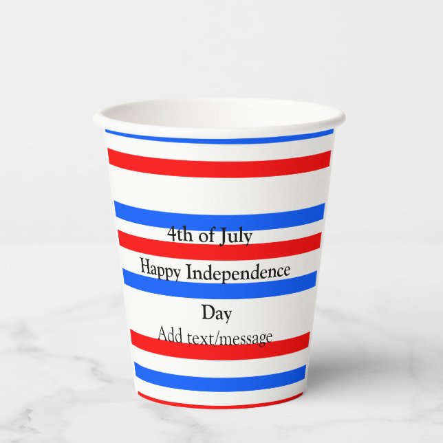 Vasos De Papel Día de la independencia de las franjas azules roja (Anverso)