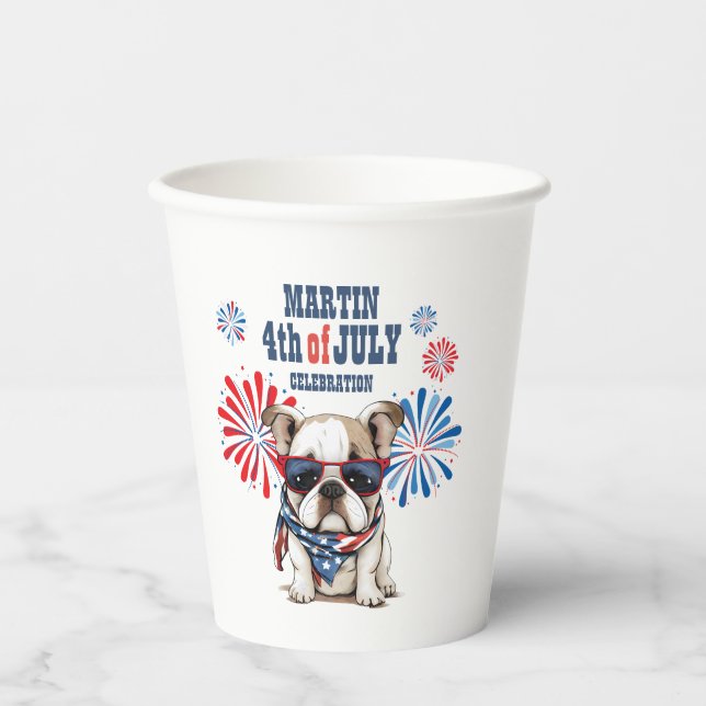 Vasos De Papel Día de la Independencia del 4 de julio Rojo Blanco (Anverso)