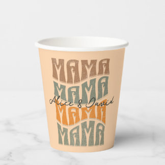 Vasos De Papel Día de la Madre Color natural de la mamá Los niños
