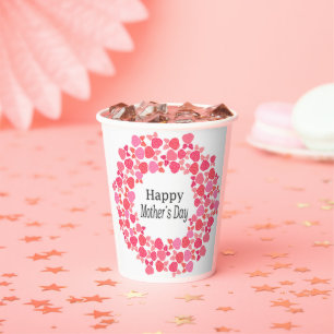 Vasos De Papel Día de la madre de Bouquet rosa