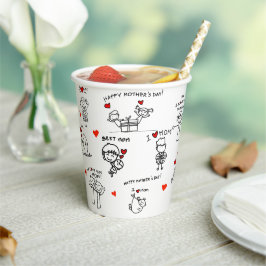 Vasos De Papel Día de la madre del arte de la ilustración de stic