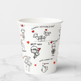 Vasos De Papel Día de la madre del arte de la ilustración de stic