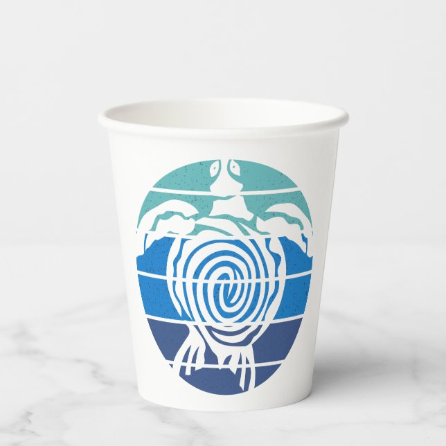 Vasos De Papel Día de la Tierra, tortuga marina, limpie el océano (Reverso )