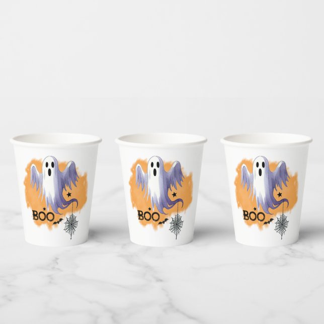 Vasos De Papel DÍA DE LAS BRUJAS Fantasma con telaraña (Multi)