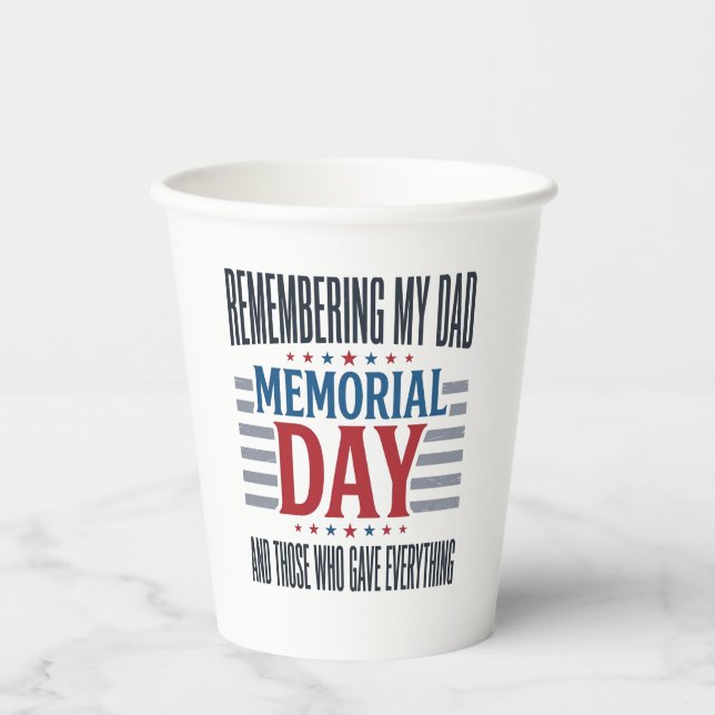 Vasos De Papel Día de los Caídos Tributo Padre Patriótico (Anverso)