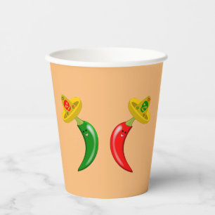 Vasos De Papel Día de los Muertos Chilis Mexicanos