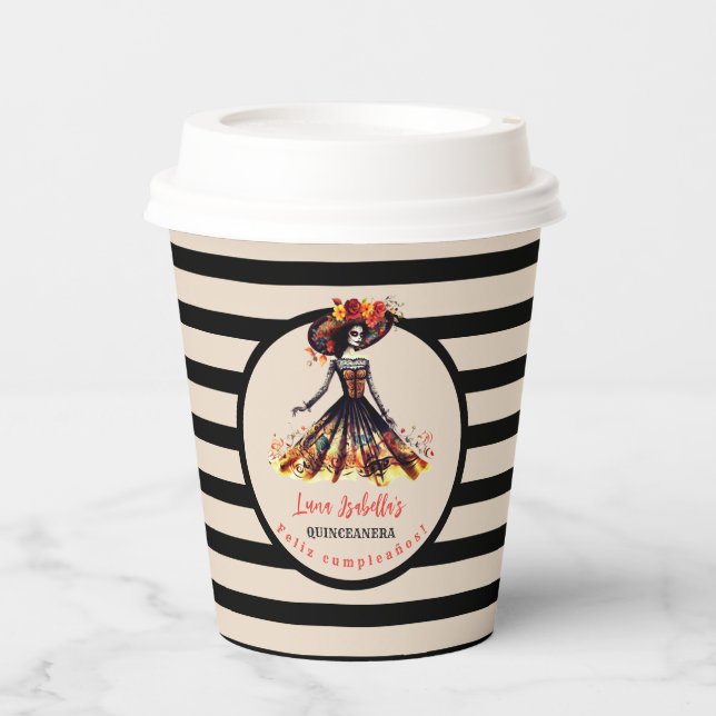 Vasos De Papel Día de los muertos por la caída del azúcar (Anverso)