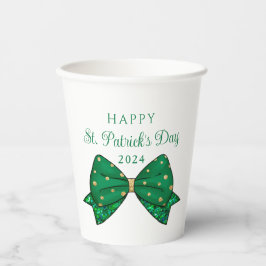 Vasos De Papel Día de San Patricio 2024 Verde Feliz