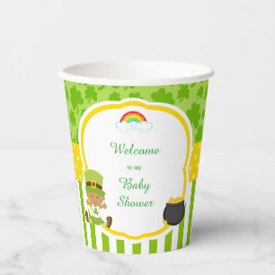 Vasos De Papel Día de San Patricio Chica afroamericano Baby Showe