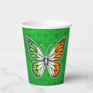 Vasos De Papel Día de San Patricio mariposa irlandesa