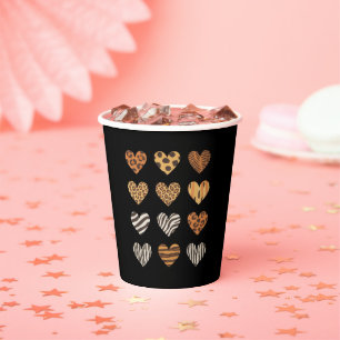 Vasos De Papel Día de San Valentín Corazón Amor Leopardo Lindo 