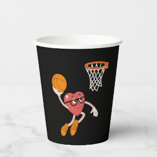 Vasos De Papel Día de San Valentín Corazón Hundido Baloncesto Lin