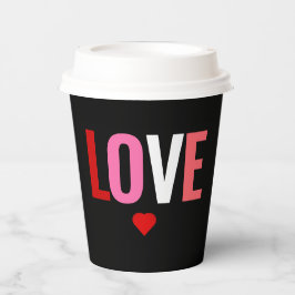 Vasos De Papel Día de San Valentín Corazón Rojo Amor Café Cups de