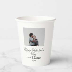 Vasos De Papel Día de San Valentín feliz foto de pareja moderna s