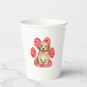 Vasos De Papel Día de San Valentín hayanés Dog Love Paw