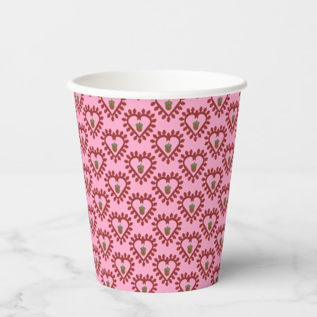 Vasos De Papel Día de San Valentín Love Heart Acorn Patterned (Anverso)