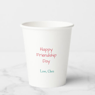 Vasos De Papel día feliz de la amistad nombre de amor rojo azul a