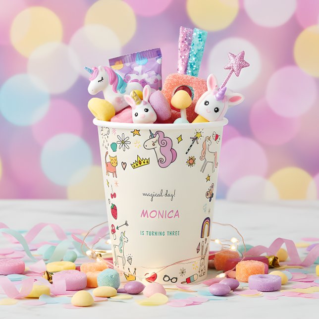 Vasos De Papel Día mágico gatos conejos unicornios niños cumpleañ (Subido por el creador)