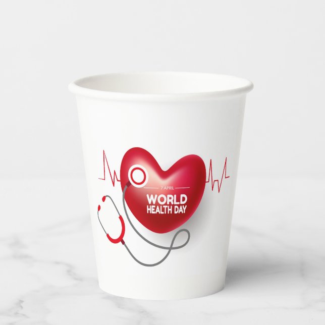 Vasos De Papel Día Mundial de la Salud (Anverso)