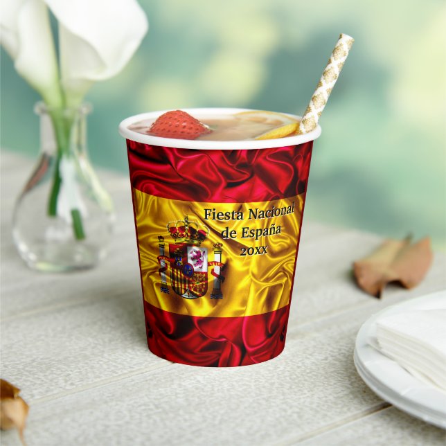 Vasos De Papel Día Nacional Español, Día Hispano de España, (in situ)