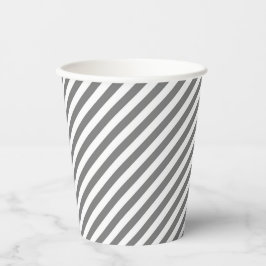 Vasos De Papel Diagonal gray and white stripes pattern