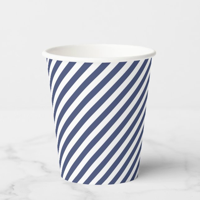 Vasos De Papel Diagonal navy blue and white stripes pattern (Anverso)