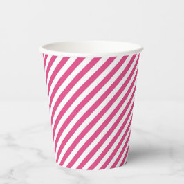 Vasos De Papel Diagonal pink and white stripes pattern