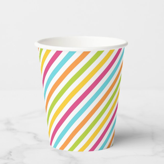 Vasos De Papel Diagonal stripes in vibrant colors (Anverso)