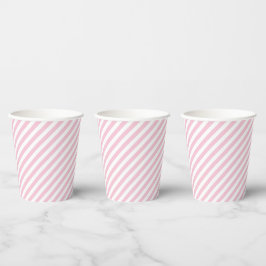 Vasos De Papel Diagonal white and pink stripes pattern