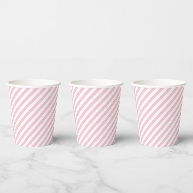 Vasos De Papel Diagonal white and pink stripes pattern (Multi)