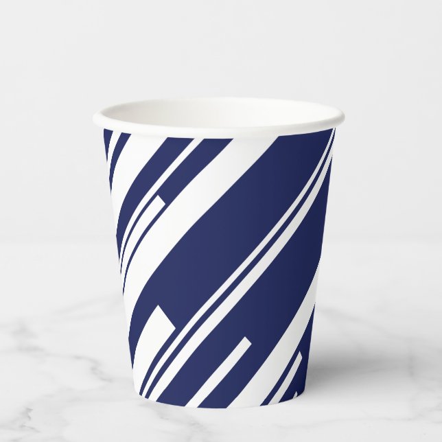 Vasos De Papel Diagonarios - Azul y blanco (Anverso)