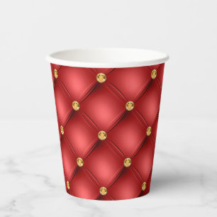 Vasos De Papel Diamantes de oro Cups de papel rojo de cuero tinta