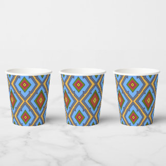 Vasos De Papel Diamond Pattern Blue Red Yellow Green 