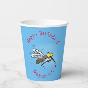 Vasos De Papel Dibujo animado de insecto mosquito divertido