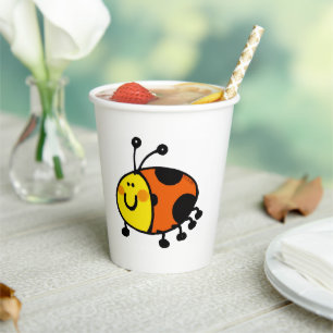 Vasos De Papel Dibujo Animado de Mariquita Adorable para Niños y 