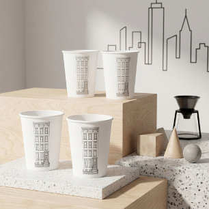 Vasos De Papel Dibujo clásico de apartamento con escalinata de Nu