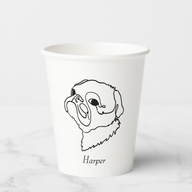 Vasos De Papel Dibujo de arte de línea personalizable (Anverso)