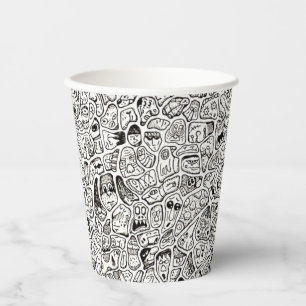 Vasos De Papel Dibujo de caras de dibujos animados divertidos