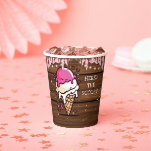 Vasos De Papel Dibujo de Cucharón de Helado Rústico Moderno para