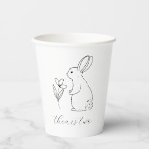 Vasos De Papel Dibujo de línea de conejo